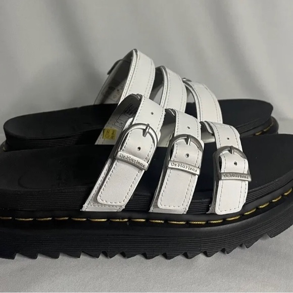 Dr Martens Blaire Slide Womens White 3 Strap Buckle Platform Sandals - Picture 3 of 5